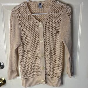 GAP Cream Open-Weave Button Cardigan Vintage Y2K